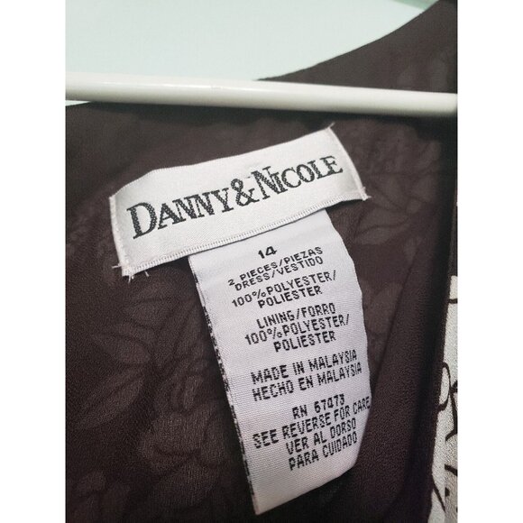 Danny & Nicole Womens 14 Sheath Dress Brown Floral Knee Length Sleeveless Ruffle - Picture 5 of 5